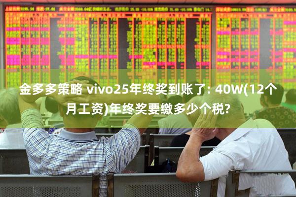 金多多策略 vivo25年终奖到账了: 40W(12个月工资)年终奖要缴多少个税?